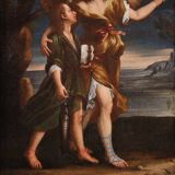 Tableau ancien italien du XVIIe siècle, Tobie et l'ange