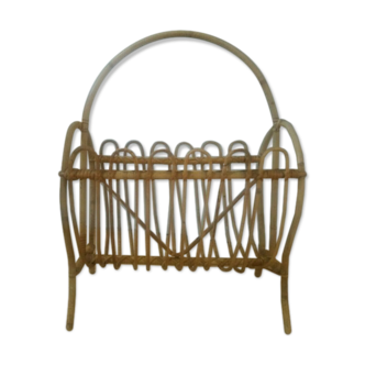 Vintage rattan magazine holder