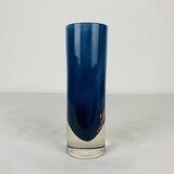 Vintage blue glass roller vase