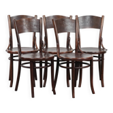 Set of five vintage wooden Cosmos bistro design chairs with stunning detail