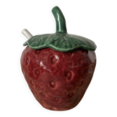Sugar bowl or jam pot in strawberry majolica.