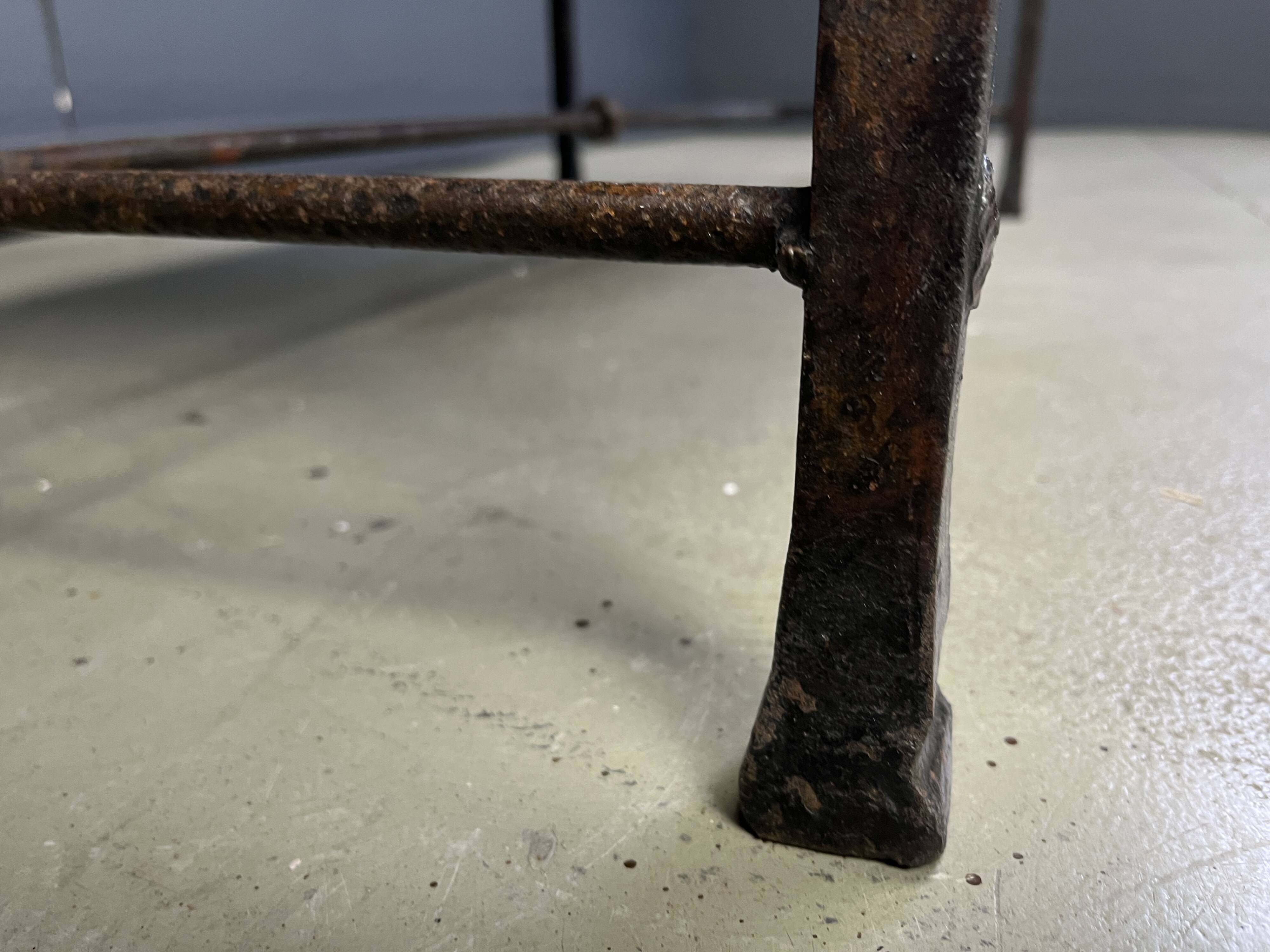 Spanish iron and ceramic tile coffee table, 1950s