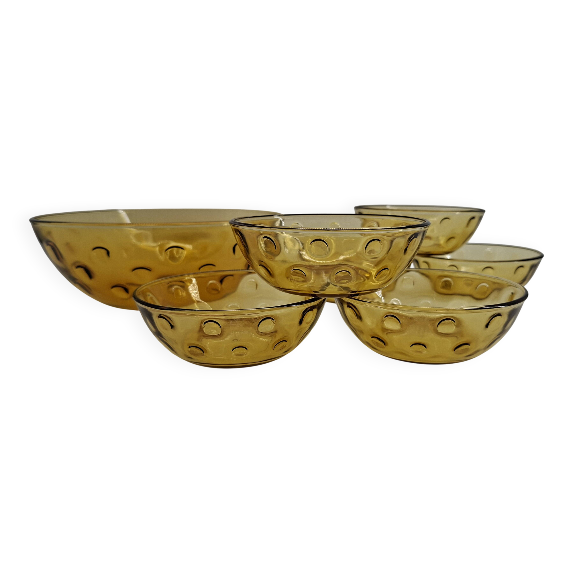 Amber glass dessert service - 1970