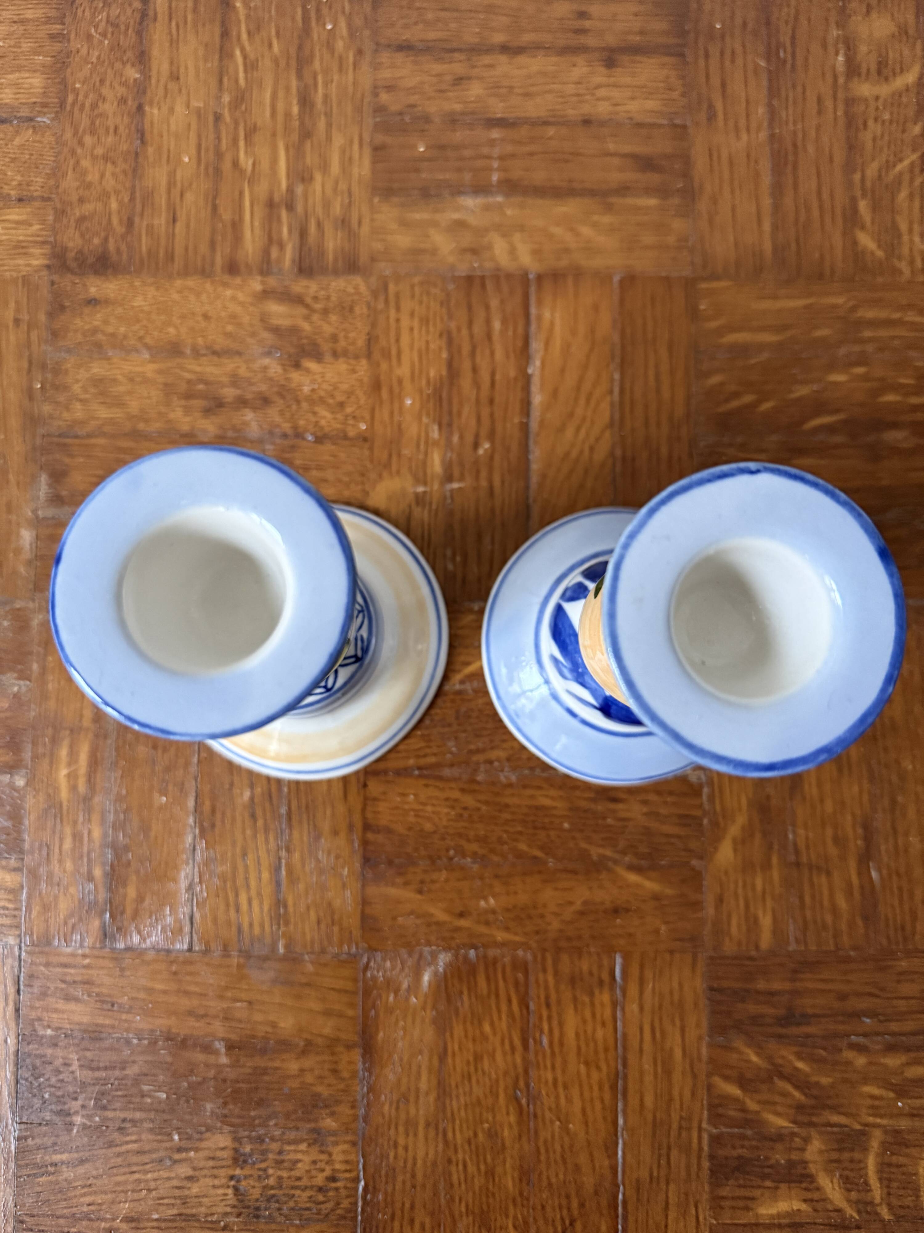 Pair of ceramic candlesticks