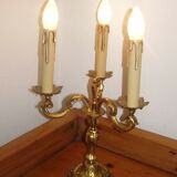 Paire de lampes de table 3 feux en bronze style Louis XV