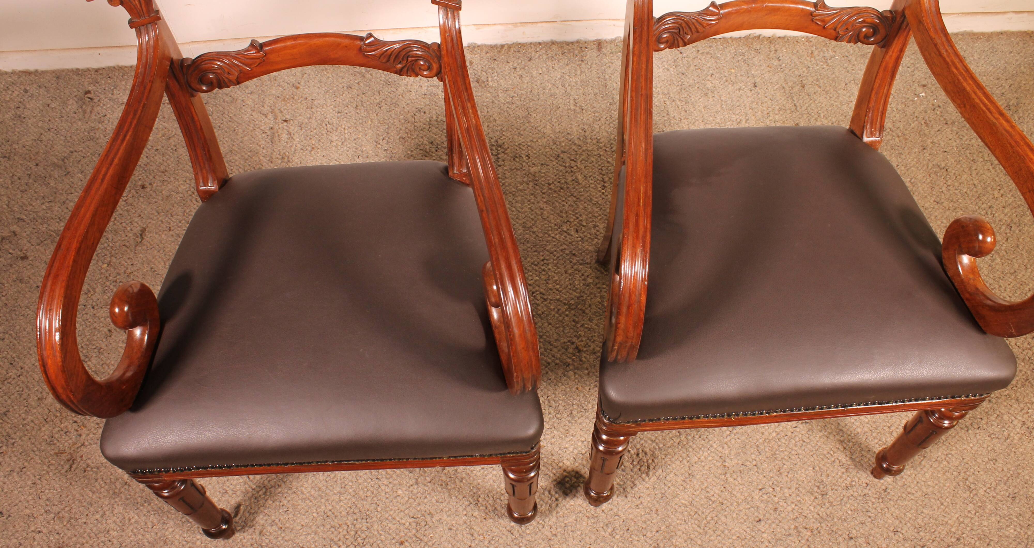 pair of mahogany armchairs from the William IV period circa 1830