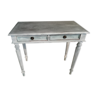 Desk / console painted and patinated 2 drawers