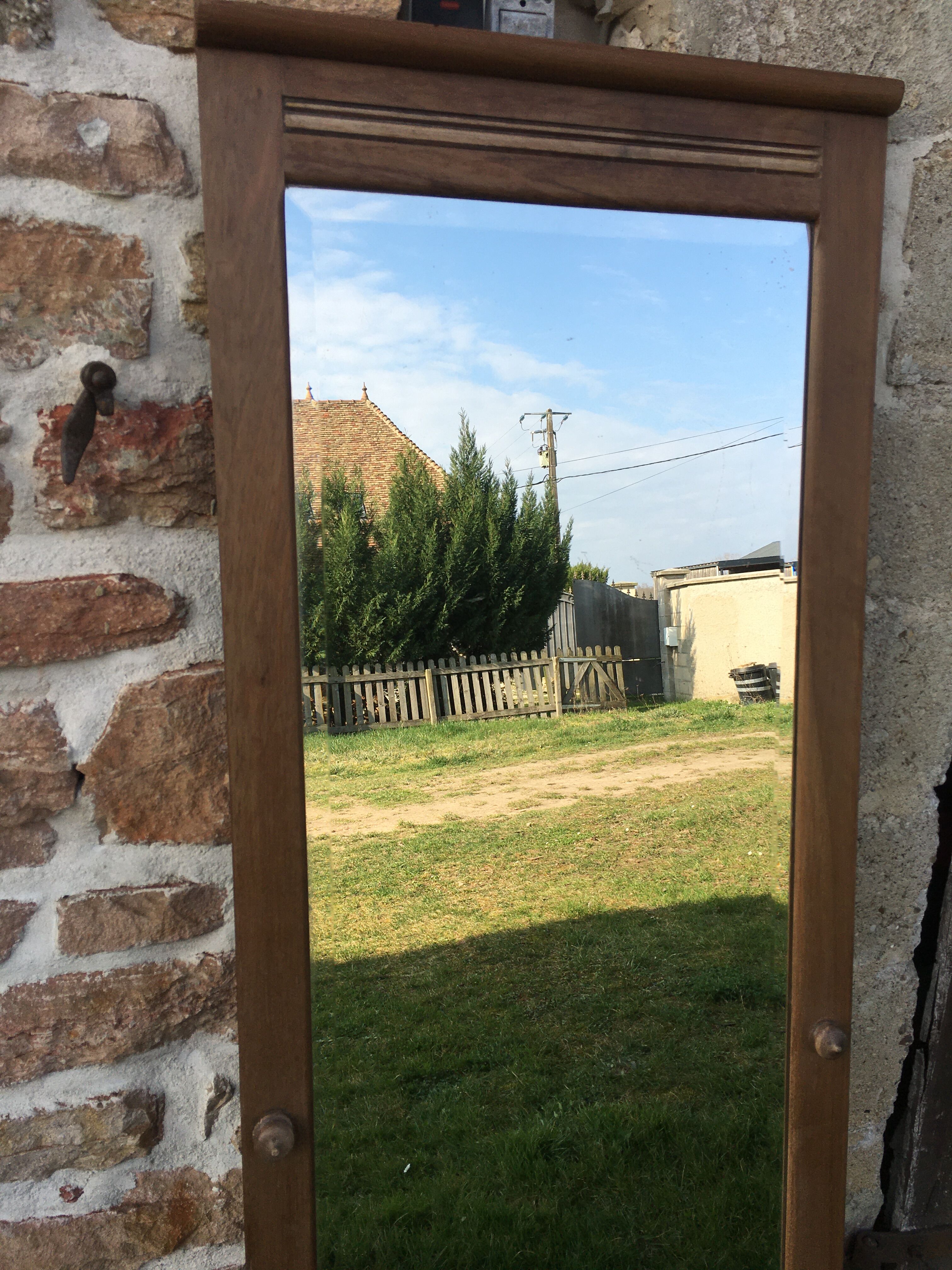 Beveled mirror walnut frame