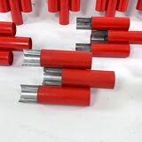 Set of 10 mid-century red and chrome wall lamps by Stilnovo, Italy 1970s