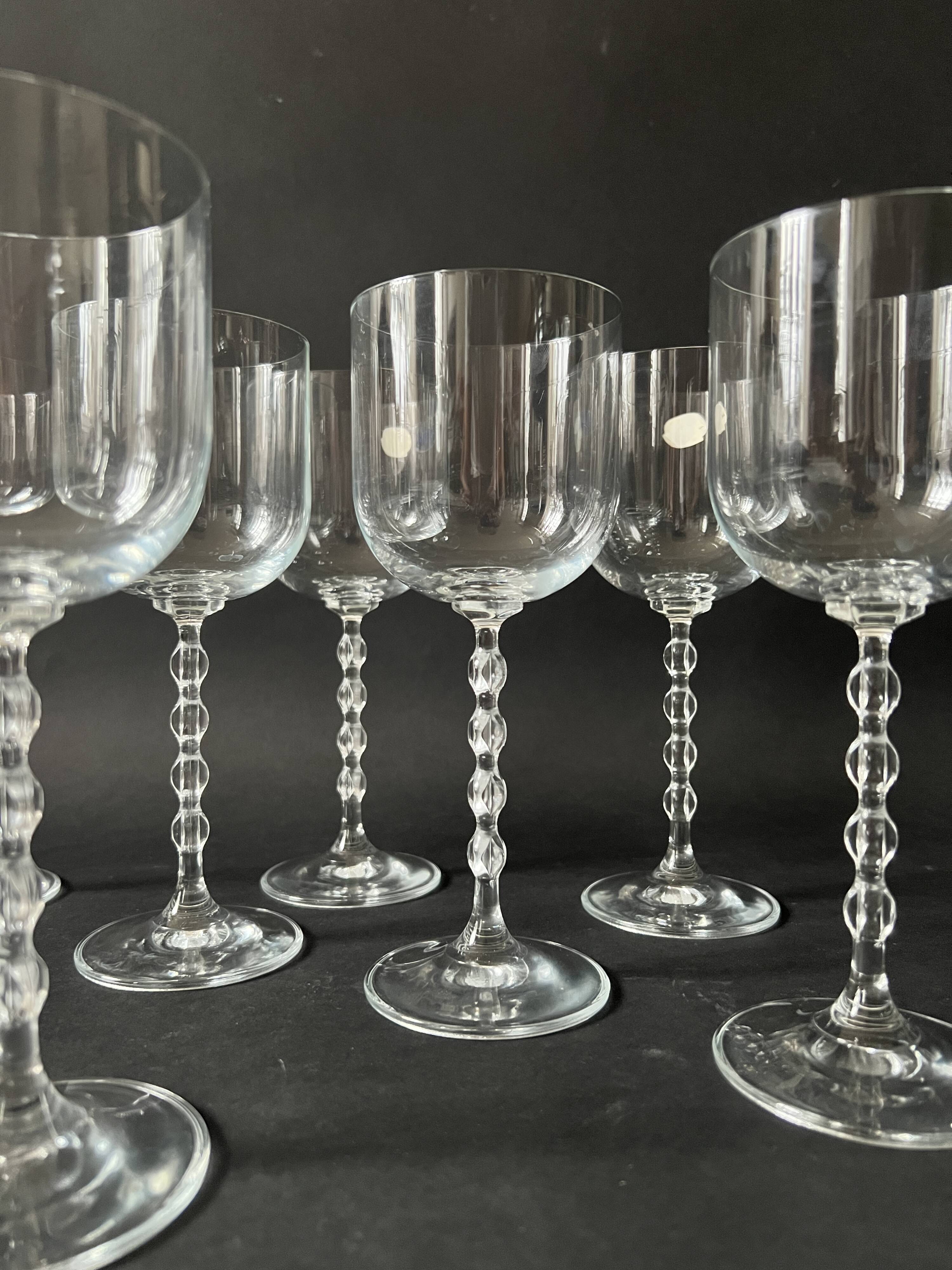 set of 8 genuine crystal wine glasses with Venetian beads