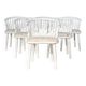 Matte white painted beech chair with upholstered seat in fabric 1970