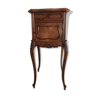 Selette / Louis XV style bedside table in branded and carved wood, with a drawer and a niche
