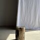 Black petrified wood side table with beige side H35 D24 - 3352