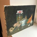Tableau huile sur toile nature morte ancienne