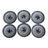 6 blue vintage earthenware dessert plates