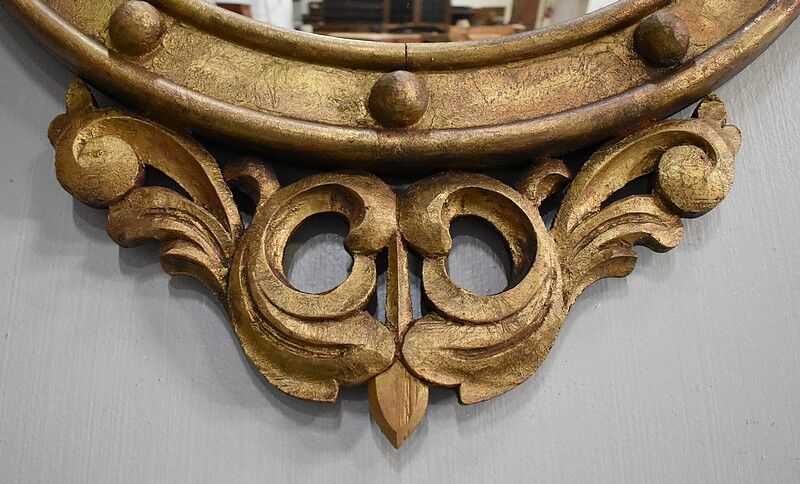 Ancient golden wood witch mirror - late 19th century