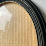 Oval bakelite black vintage frame with convex glass