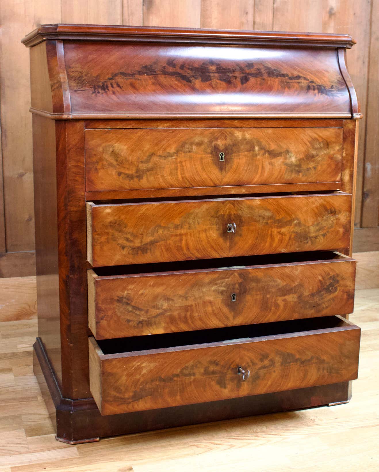 Mahogany and marble toilet chest of drawers - louis philippe period 19th century