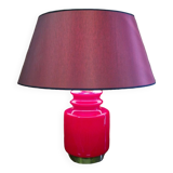 Red illuminated opaline glass table lamp by Peill and Puzzler, Germany 1960s
