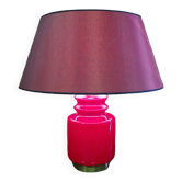 Red illuminated opaline glass table lamp by Peill and Puzzler, Germany 1960s