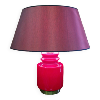 Red illuminated opaline glass table lamp by Peill and Puzzler, Germany 1960s