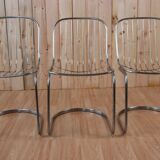 Series of 6 tubular steel chairs