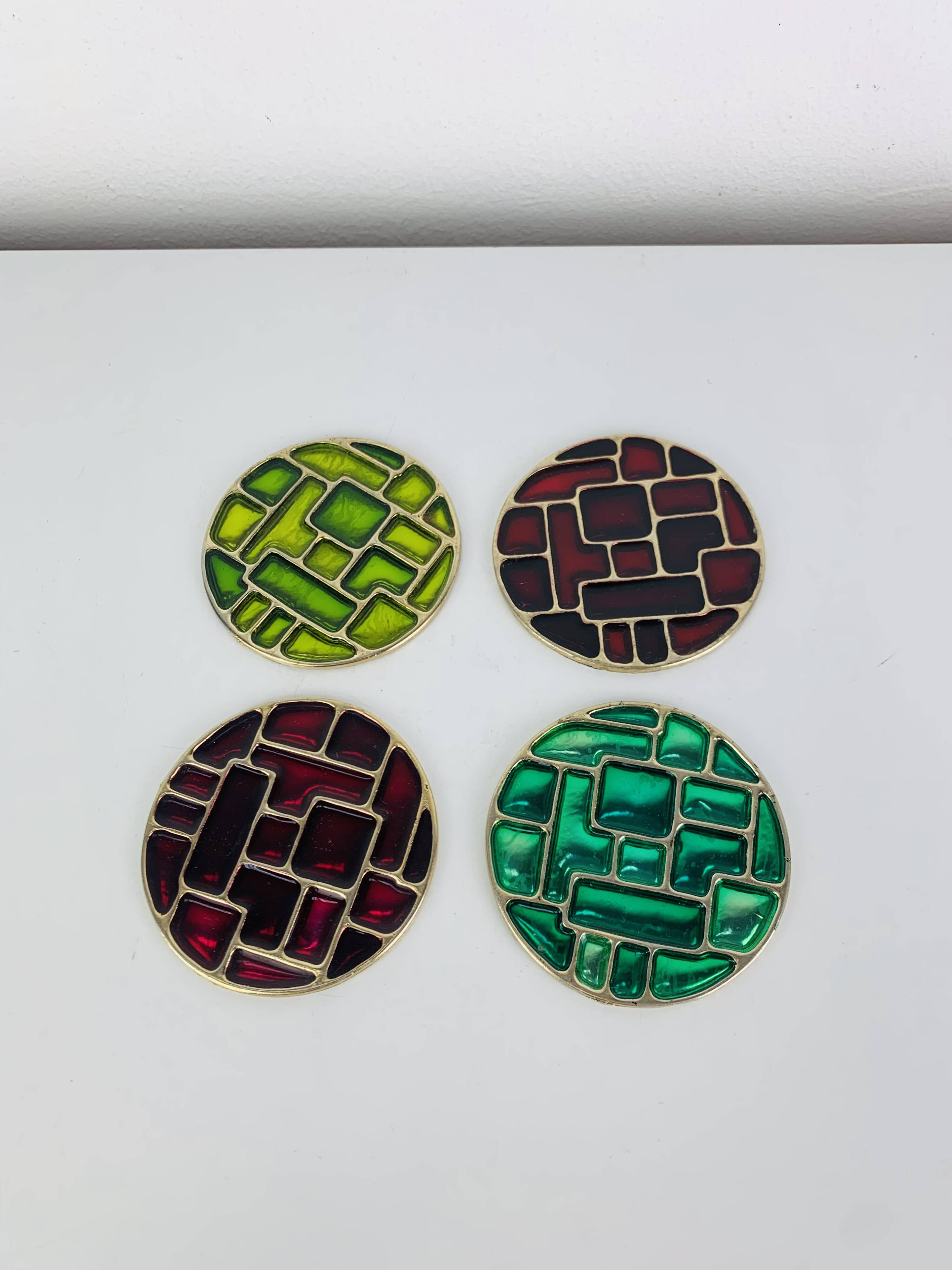 4 coasters in Mithé Espelt style, cloisonné enamels