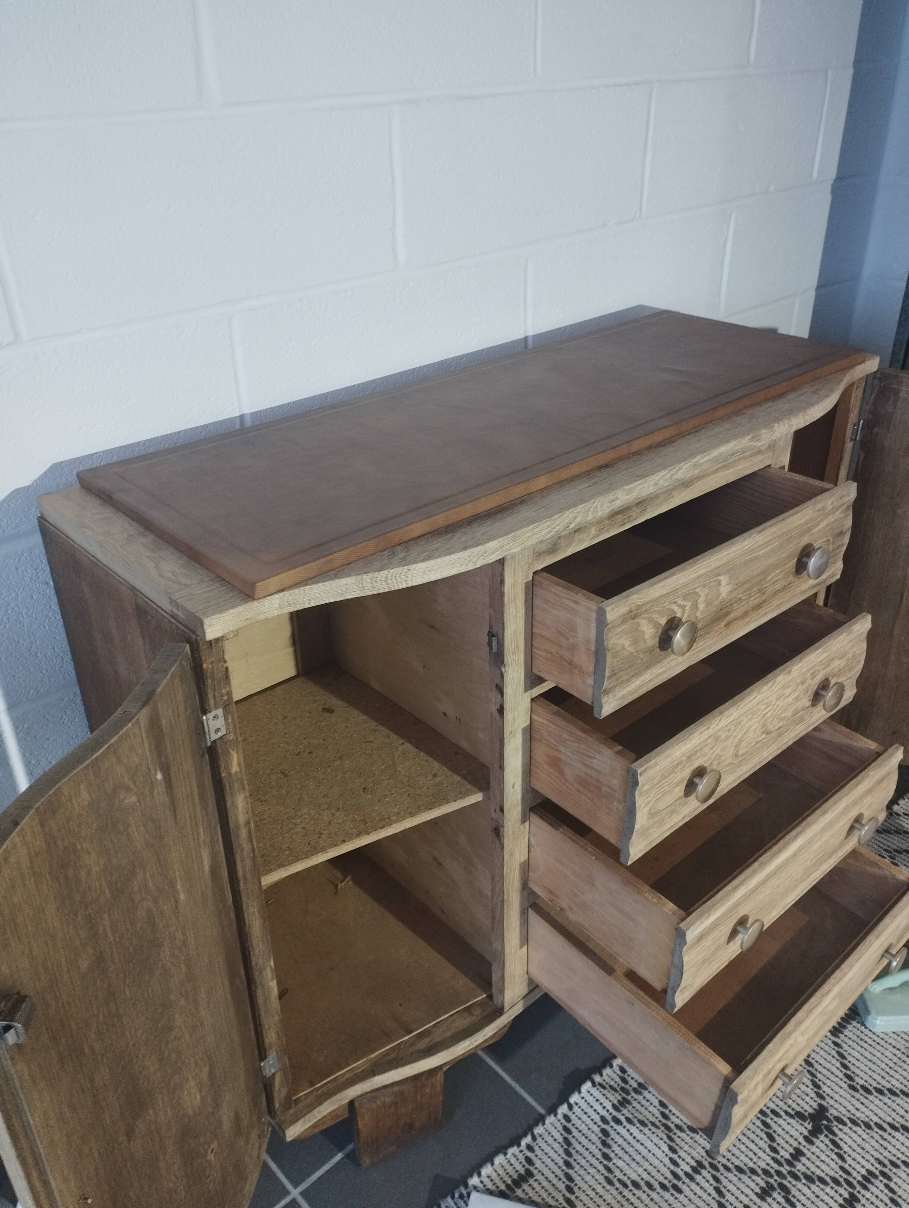 Art Deco oak and leather chest of drawers