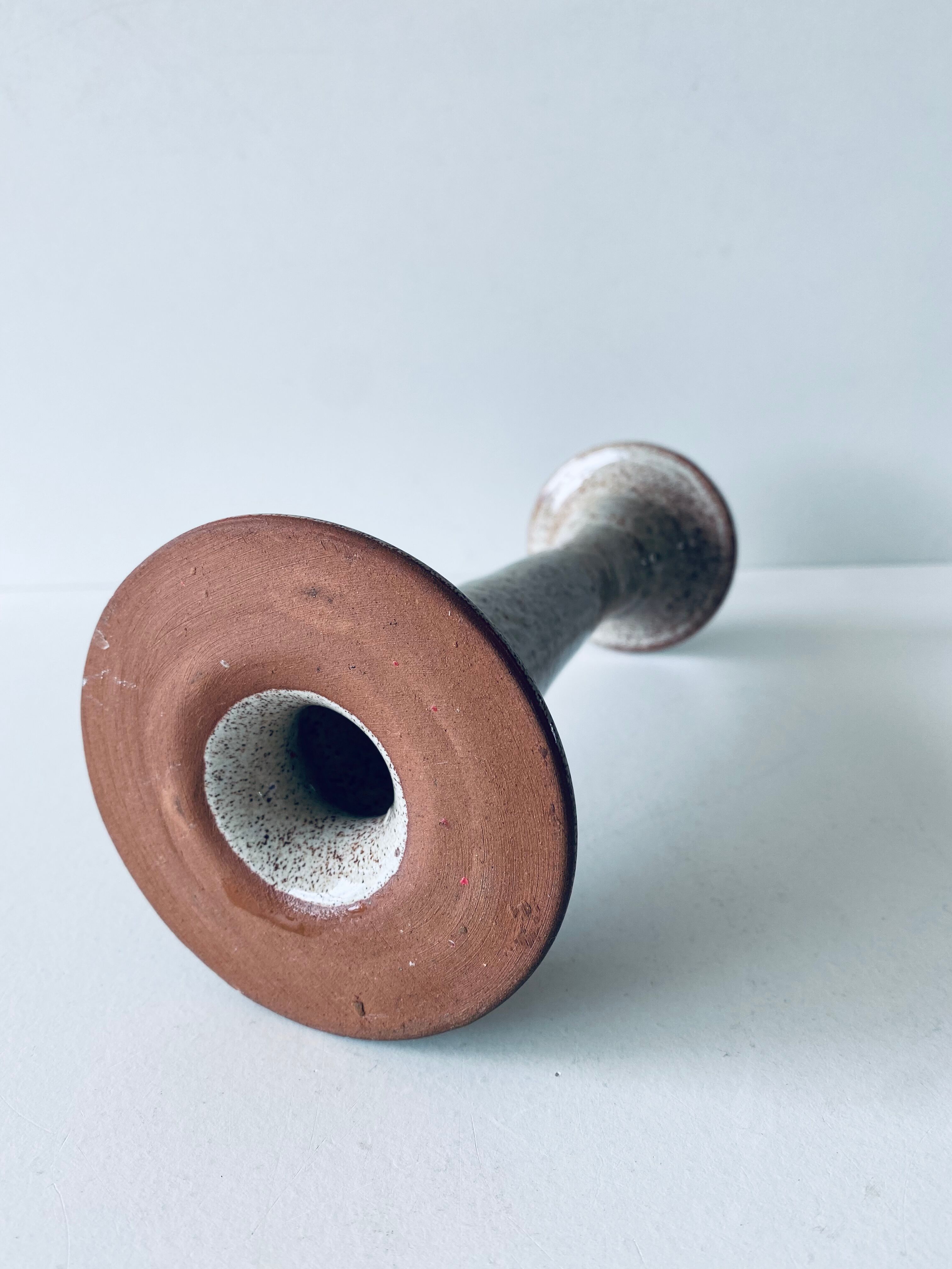 Enamelled terracotta candle holder