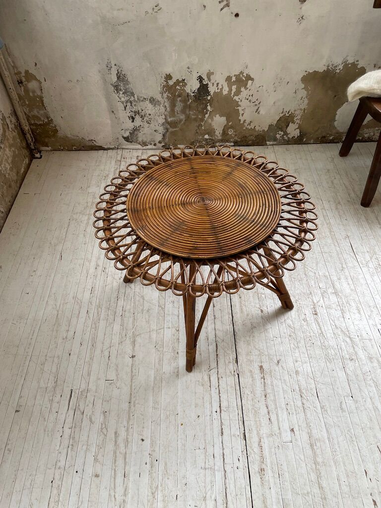 Rattan “sun” coffee table