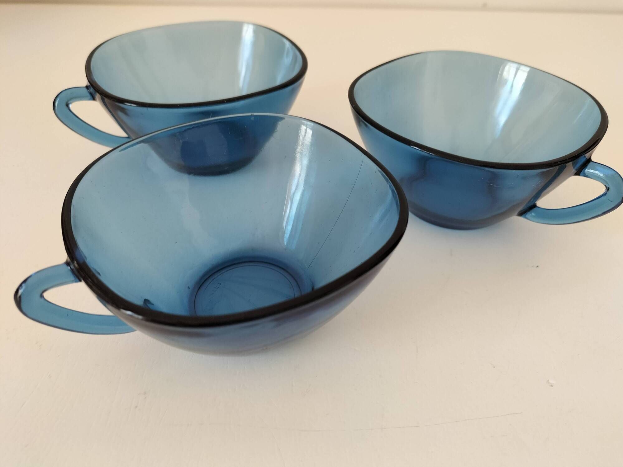 set of three blue Vereco cups