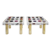 Superego Contemporary Modern Italian Plexiglass and Brass Side Table
