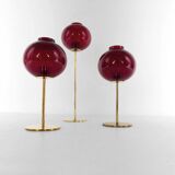 Set of three Hans-Agne Jakobsson AB Markaryd NR135 red tealight holders