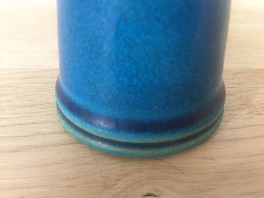 Scandinavian turquoise glazed ceramic candlestick – Denmark, 1960