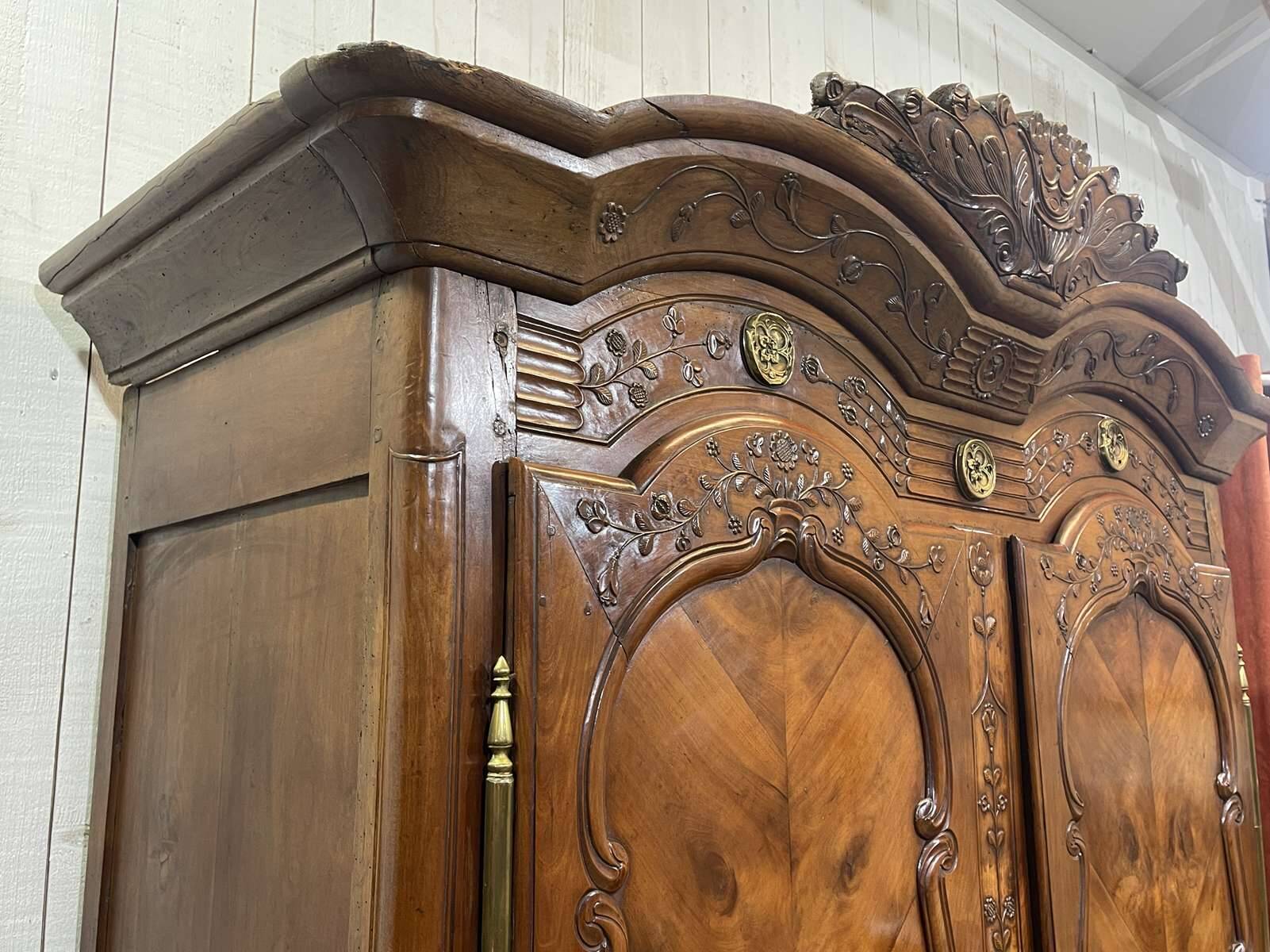 19th-century Rennes wardrobe in cherry wood signed Louis Boutin