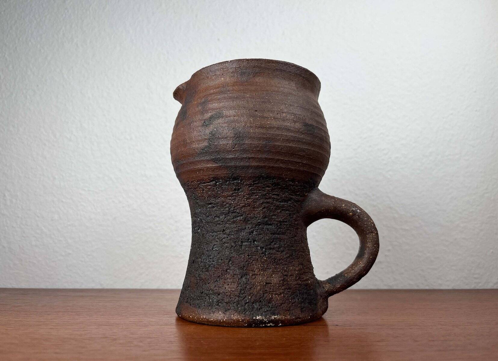 Carafe Vase de Pottery de Studio Allemand Brutaliste Mid-Century Modern par Gerhard Liebenthron, 1974