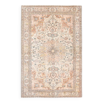 Vintage Cream & Brown Classic Pattern Persian Rug, 193x286Cm