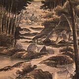 Old tapestry hanging velvet Asia Japan 19th 20th century