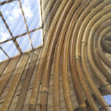 Vintage glass and rattan table