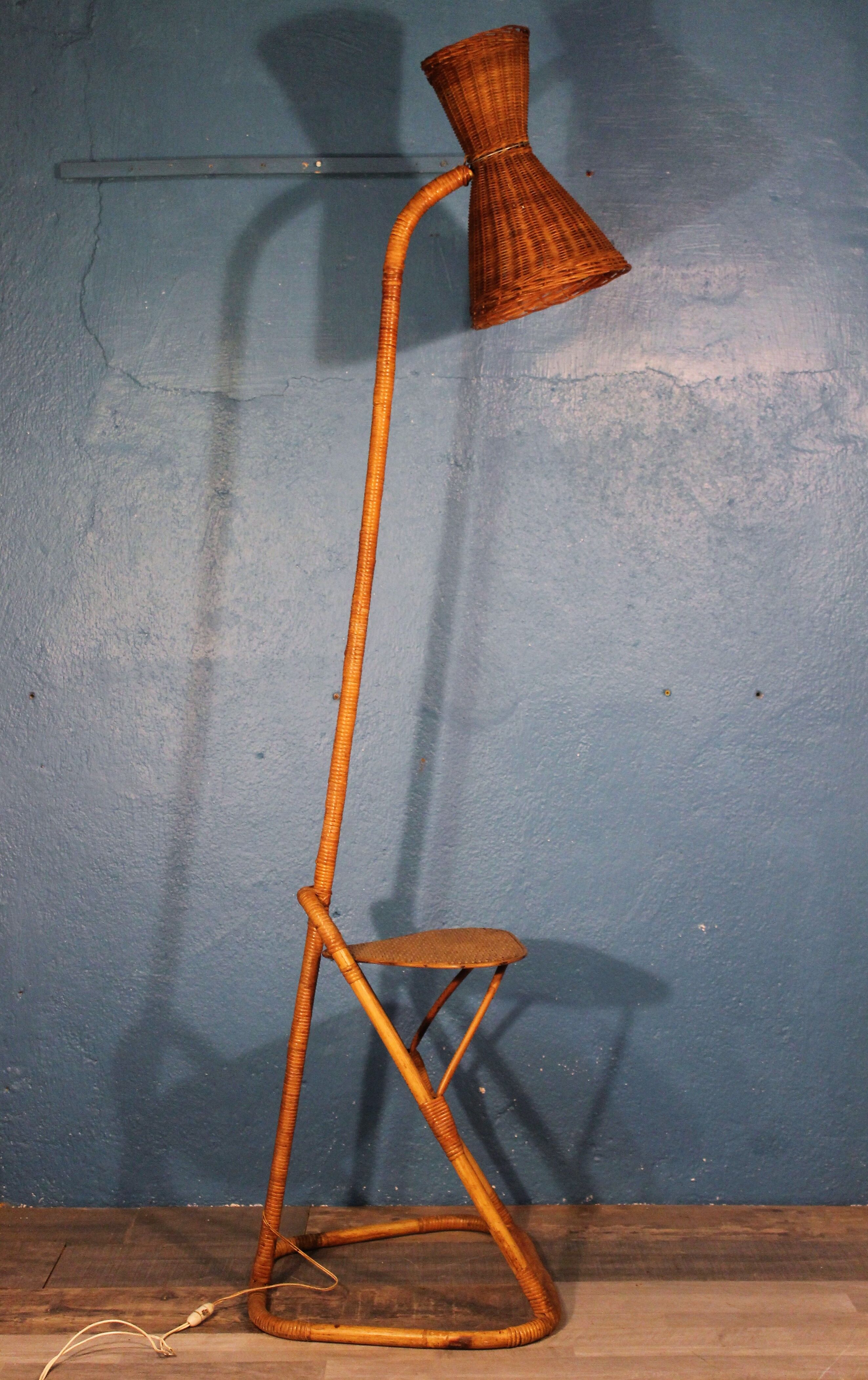 Rattan floor lamp 1950