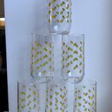 Set of 6 glasses with yellow weights made in france 70s