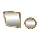 Set de 2 miroirs Audoux et Minet en cordes des années 50