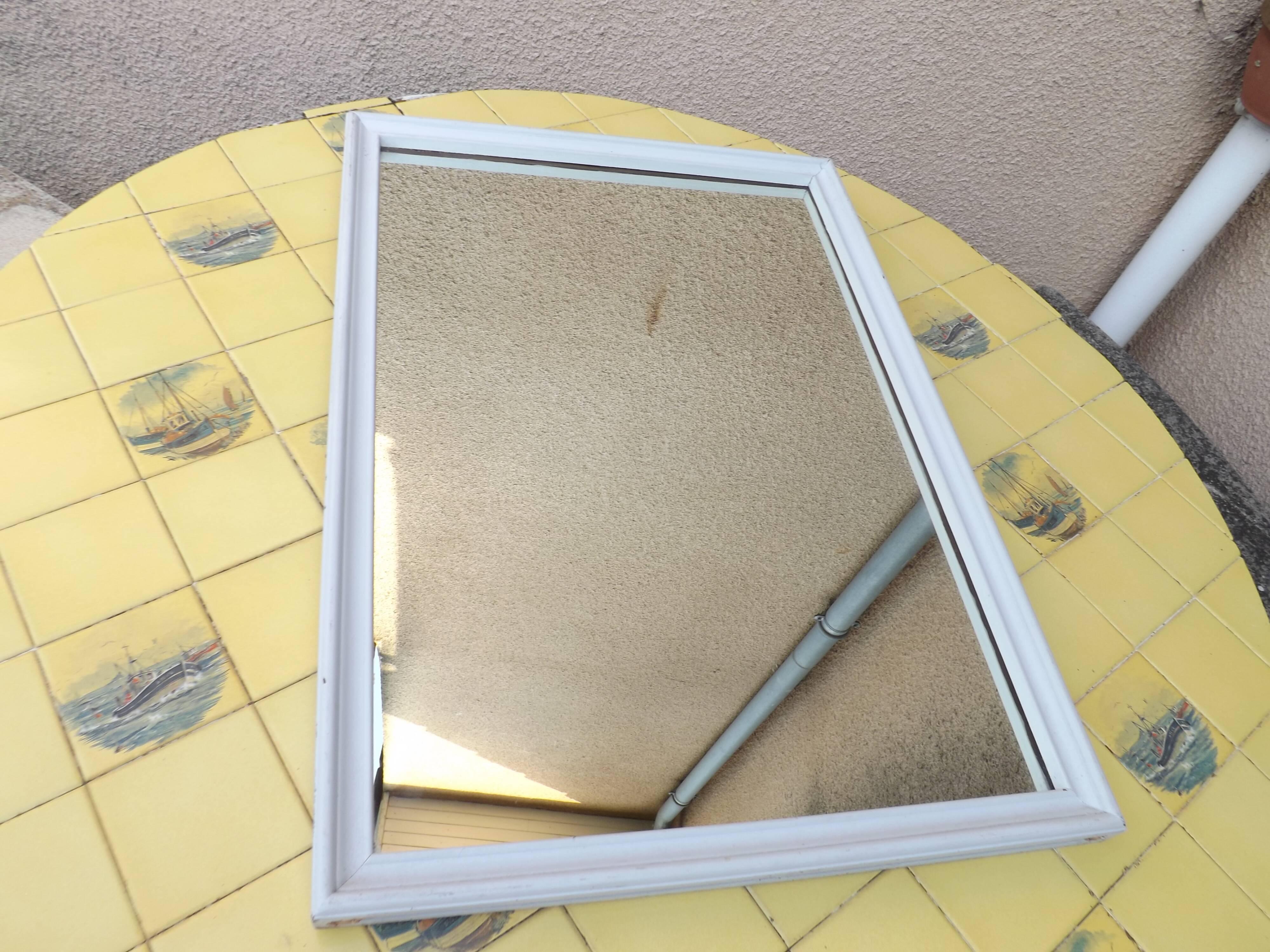 Vintage mirror in a frame made of oak wood patina gray painted 50x703cm