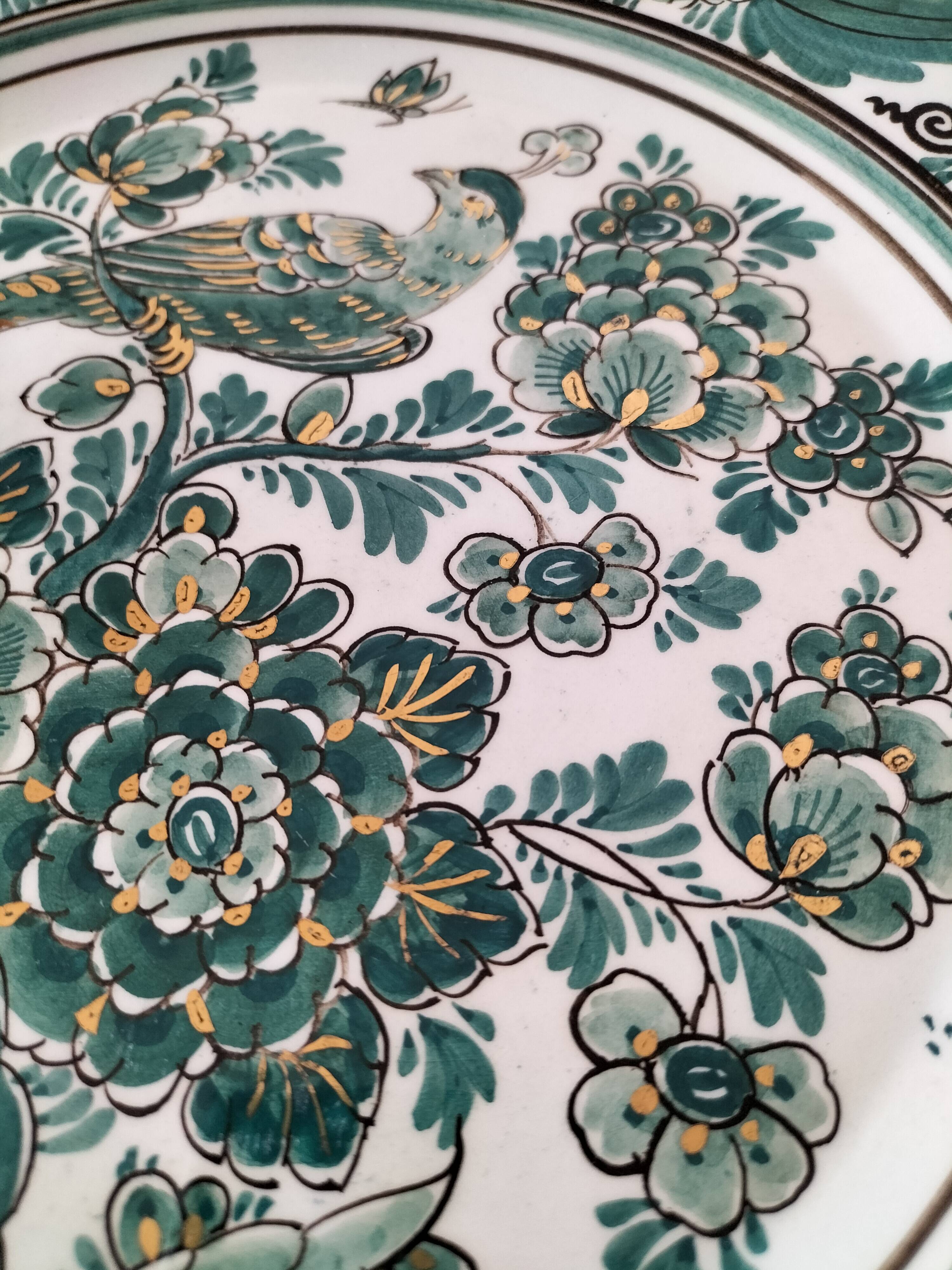 Large rare Delft Groen hand-painted plate Velsen pottery Netherlands