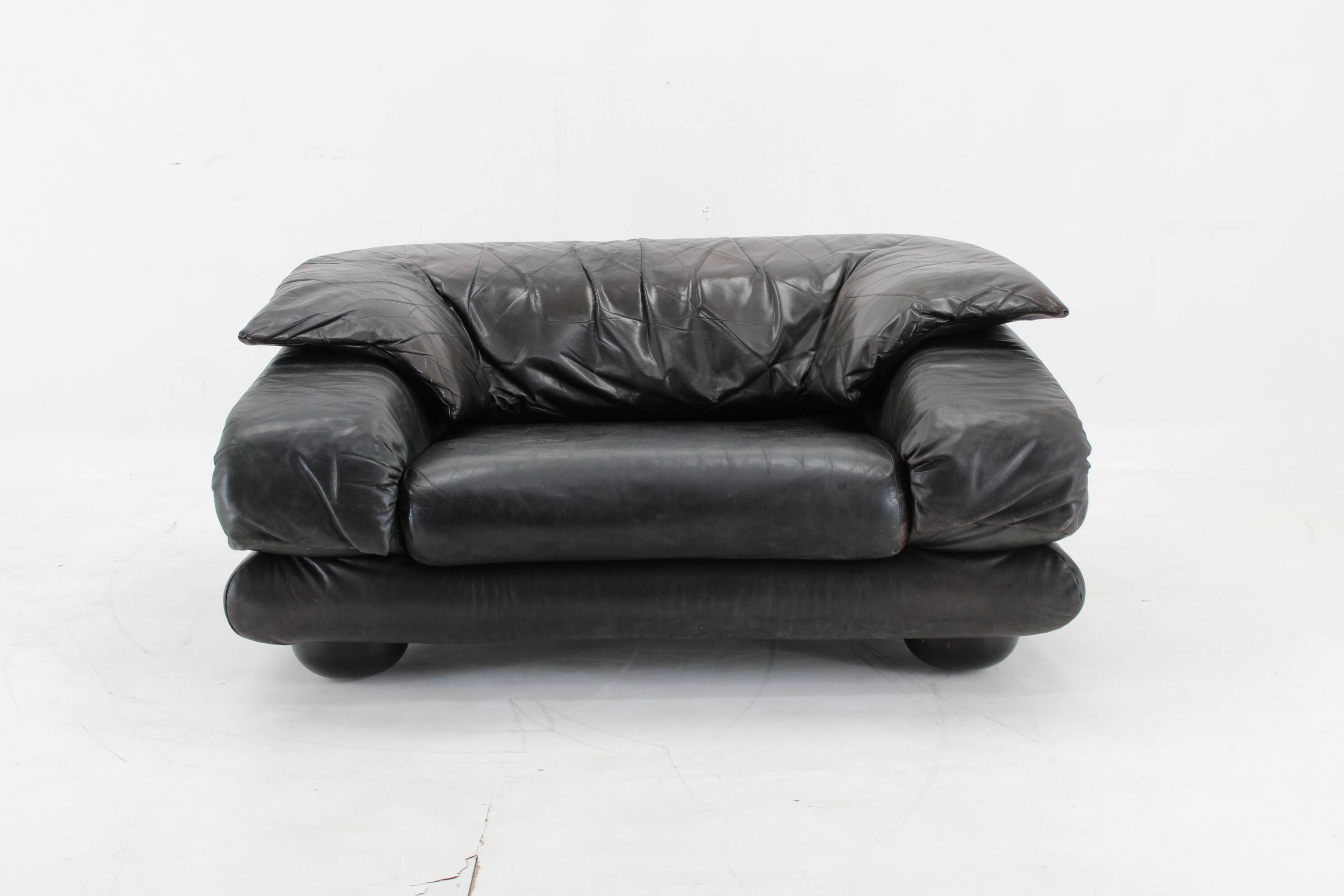 1970s Wiener Werkstätte Brutalist Letaher Adjustable Armchair