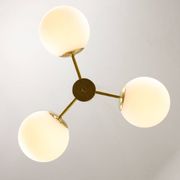 Mid-Century Modern Italian Chandelier in Brass and Opaline Glass, 1960s