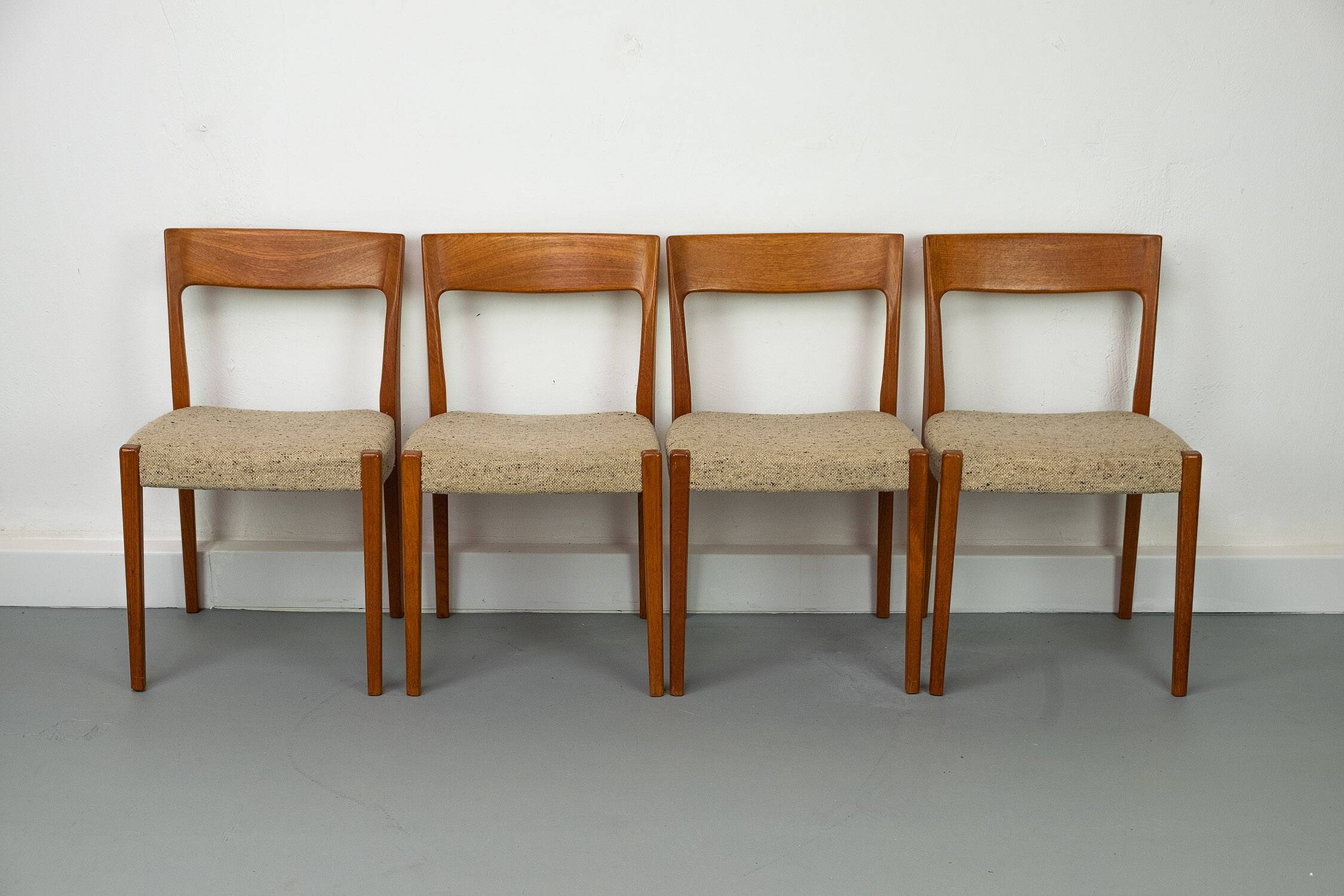Set of 4 Teak and Wool Dining Chairs by Swegards, Sweden, 1960s