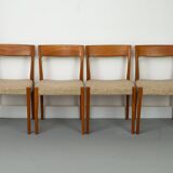 Set of 4 Teak and Wool Dining Chairs by Swegards, Sweden, 1960s