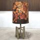 Large sculptural ceramic table lamp with textile batik lampshade, 1960s