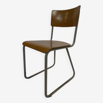 Chaise d'école vintage 1960 design minimaliste bois et métal